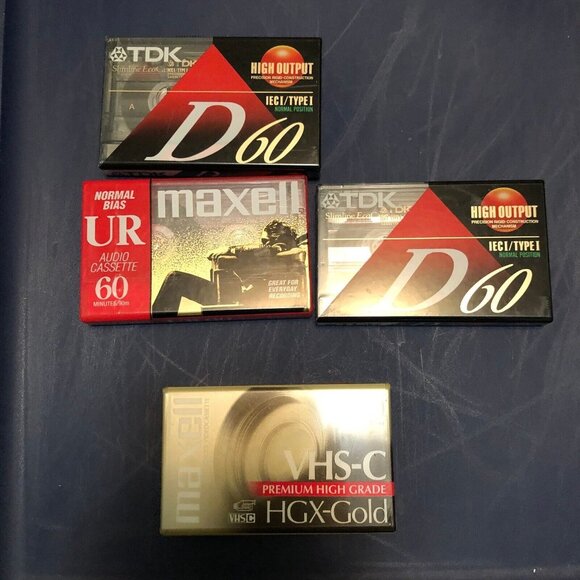 TDK D60 & Maxell UR 60 Audio Cassette Tape / Maxell VHS-C TC 30 Video Tape LOT - Picture 1 of 10